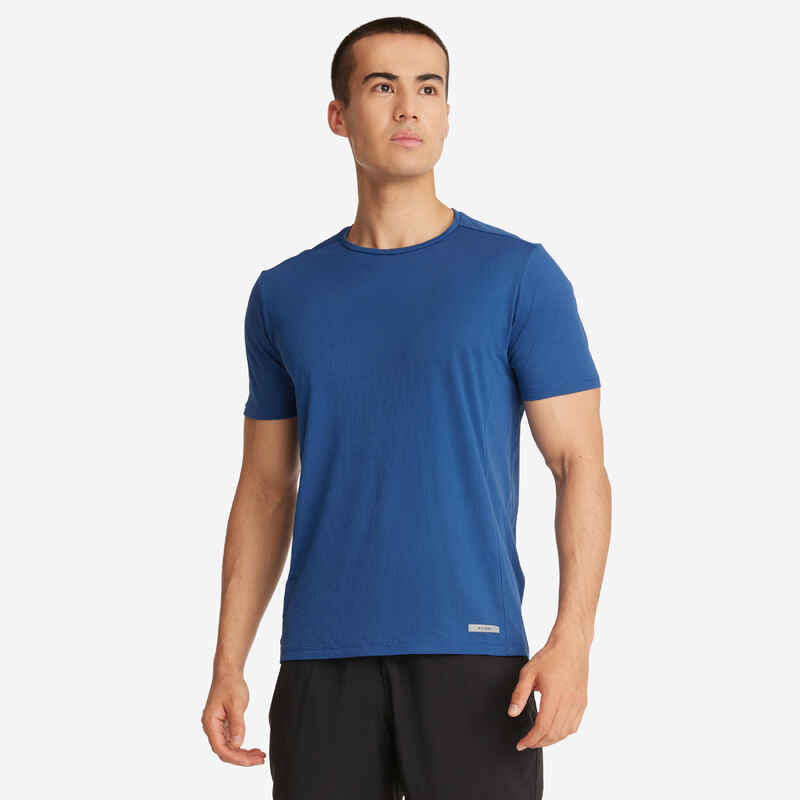 חולצת ריצה נושמת לגברים דגם KIPRUN Run 100 Dry - כחול