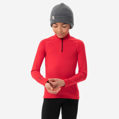 Kinderthermoshirt voor skiën bl 500 1/2 rits rood