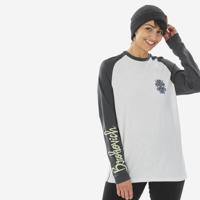 Thermoshirt voor skiën voor dames bl 590 brokovich merinowol grijs/wit