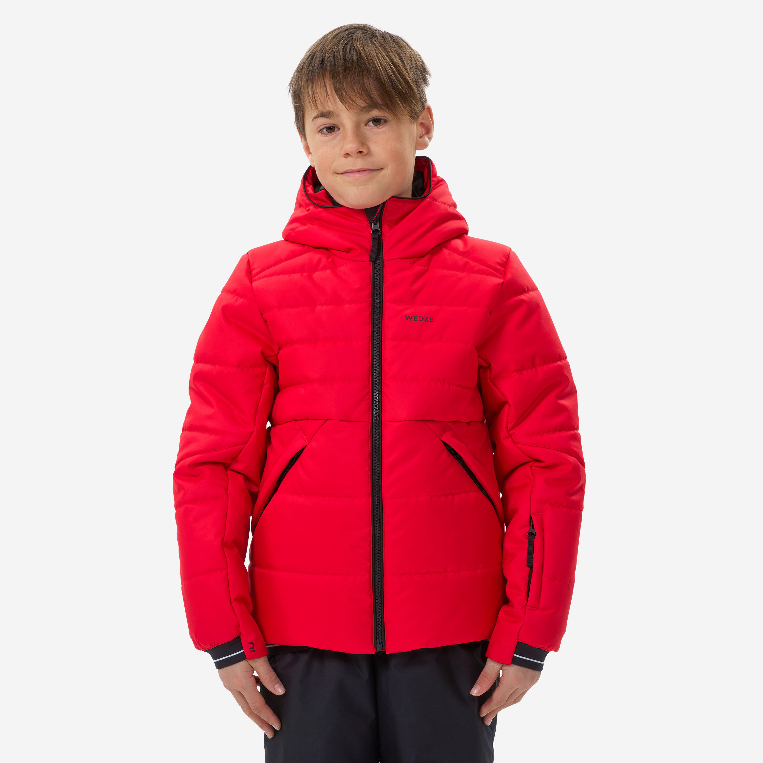 WEDZE Kids’ Extra Warm and Waterproof Padded Ski Jacket 180 WARM - Red