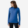 Women's Long-Sleeved T-Shirt Half-Zip Run Warm- Blue