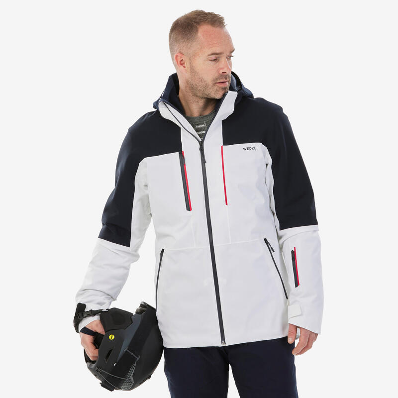 Men's Fleece Merino Wool Ski Jacket - 500 Warm - Navy/White - Decathlon