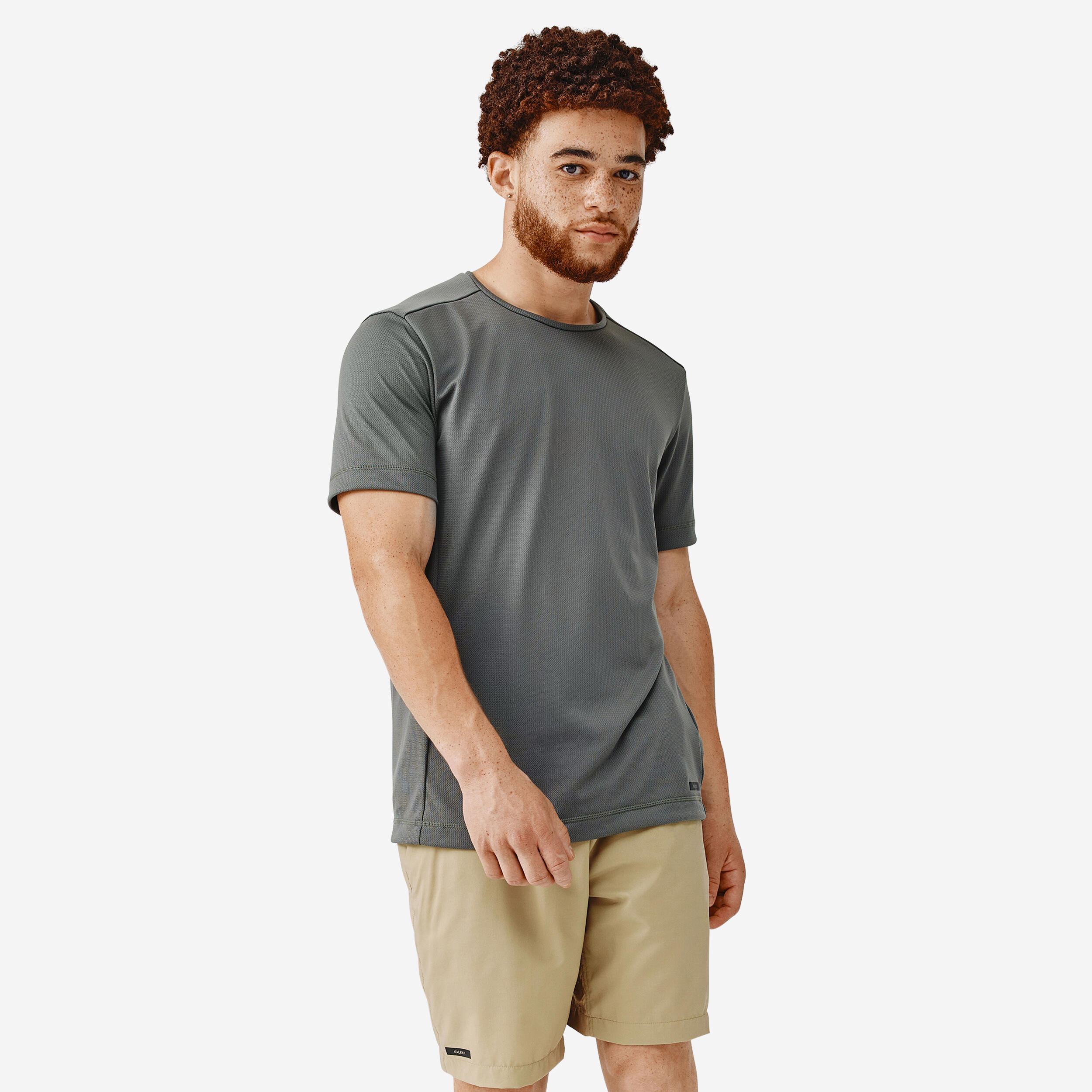 KALENJI Dry Men's Breathable Running T-Shirt - Grey Khaki