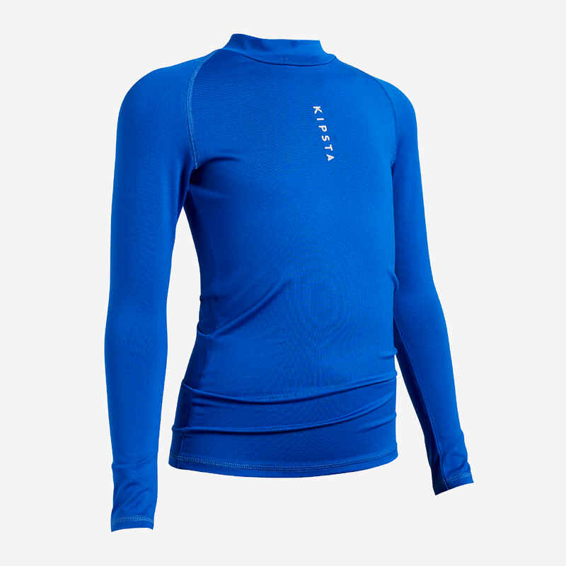 Kids' Long-Sleeved Football Base Layer Top Keepdry 100 - Blue