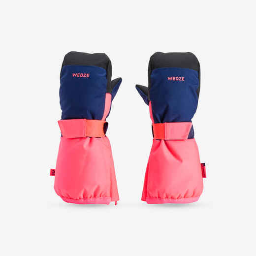 
      WARM AND WATERPROOF CHILDREN'S SKI MITTENS BLUE AND PINK
  