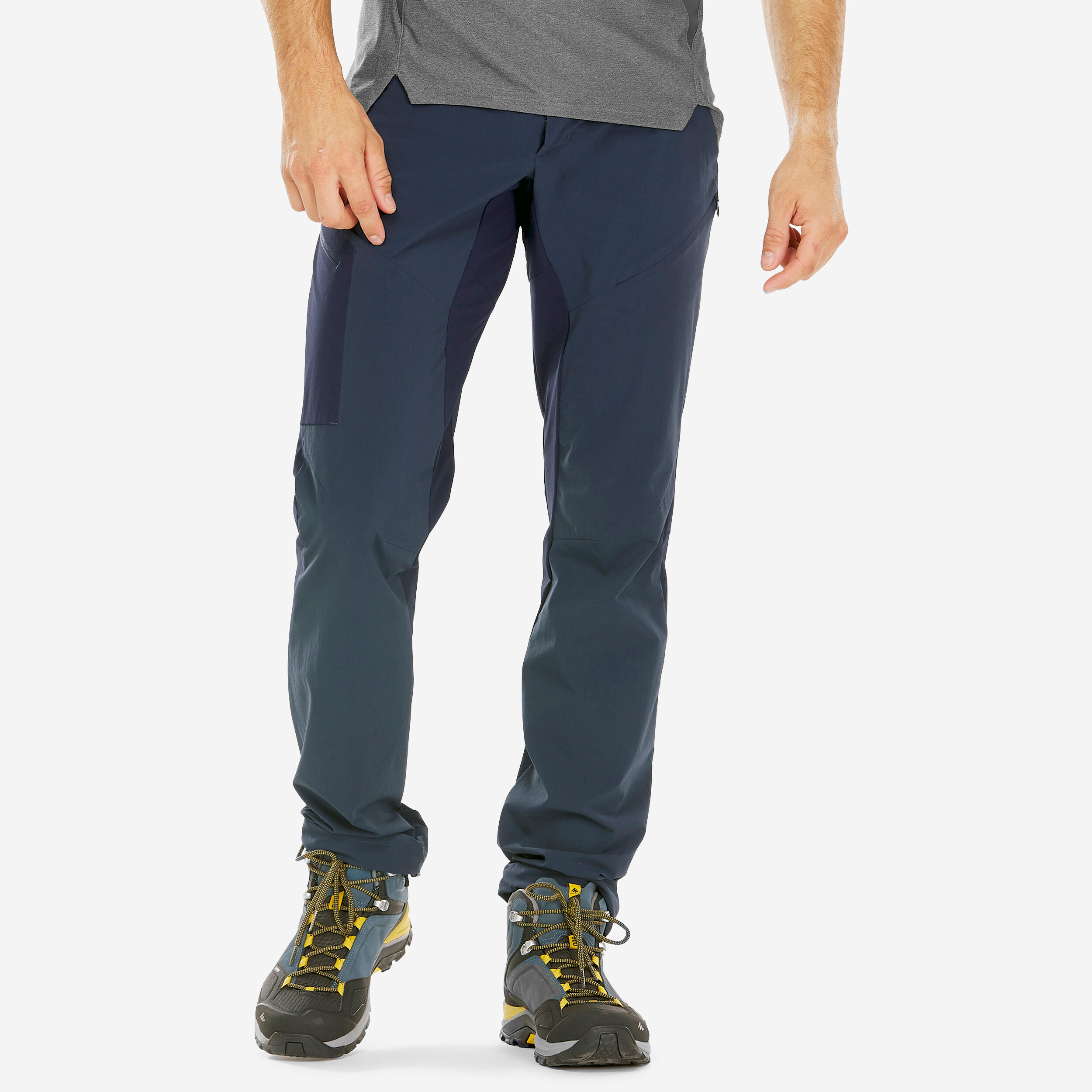 Men Trekking Cargo Trousers Forclaz Travel 100 - Carbon Grey