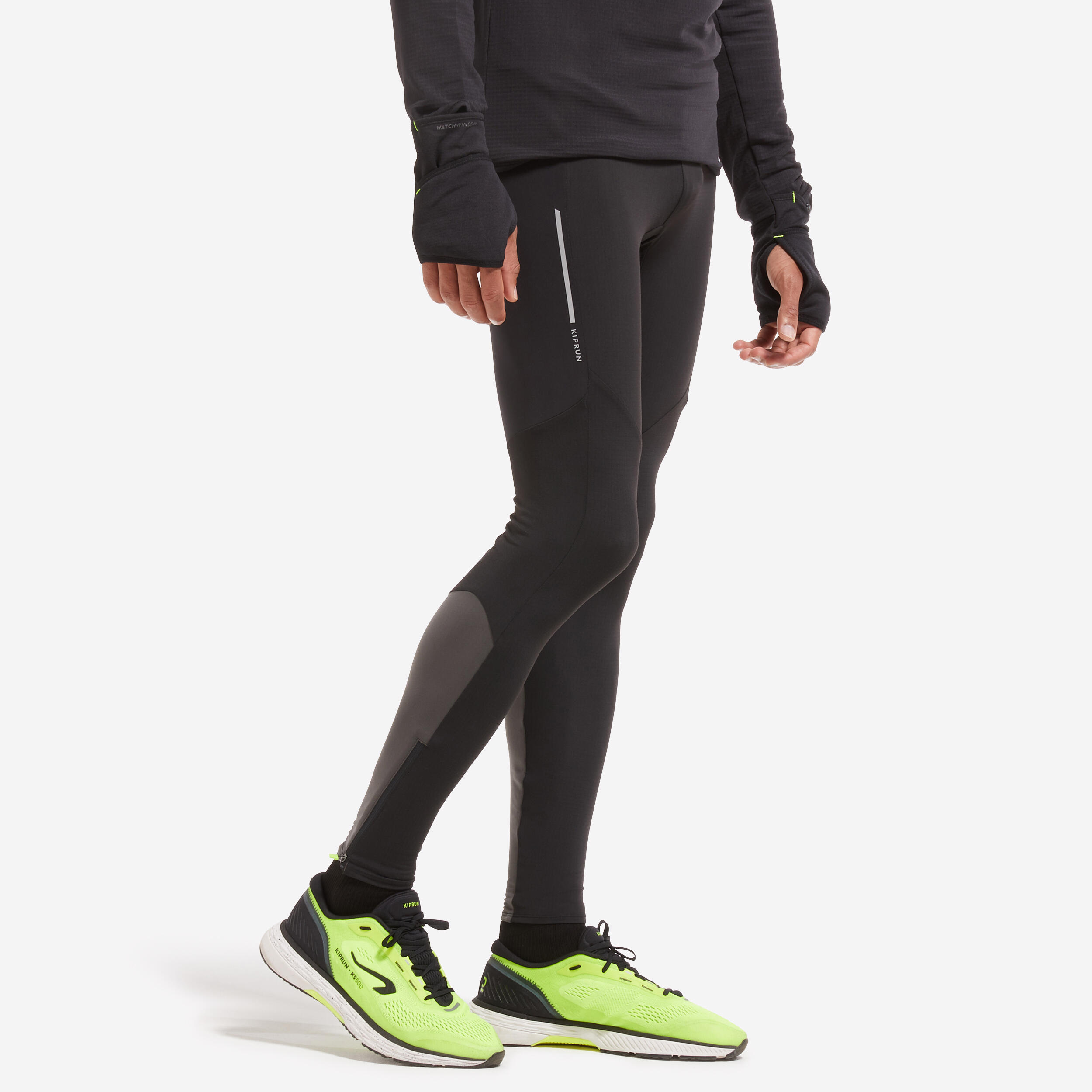 Collant de course hommes - Warm noir/gris - KIPRUN