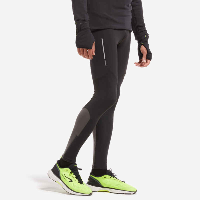 Kiprun Warm Men's Running Tights - Black/Grey