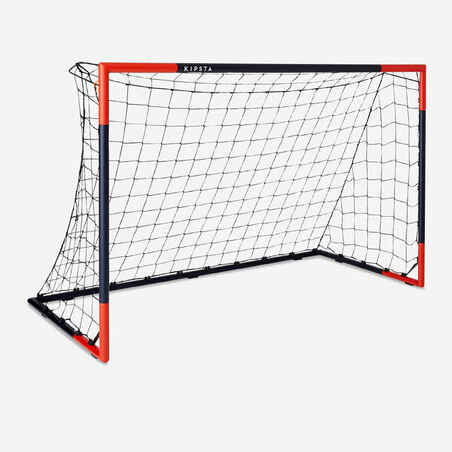 Medium movable steel football goal, blue/orange