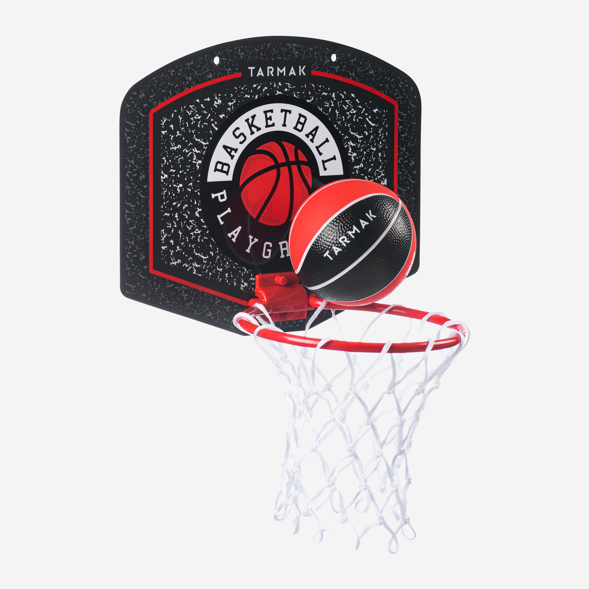 TARMAK Kids'/Adult Mini Basketball Hoop SK100 Playground - Black/RedBall included.