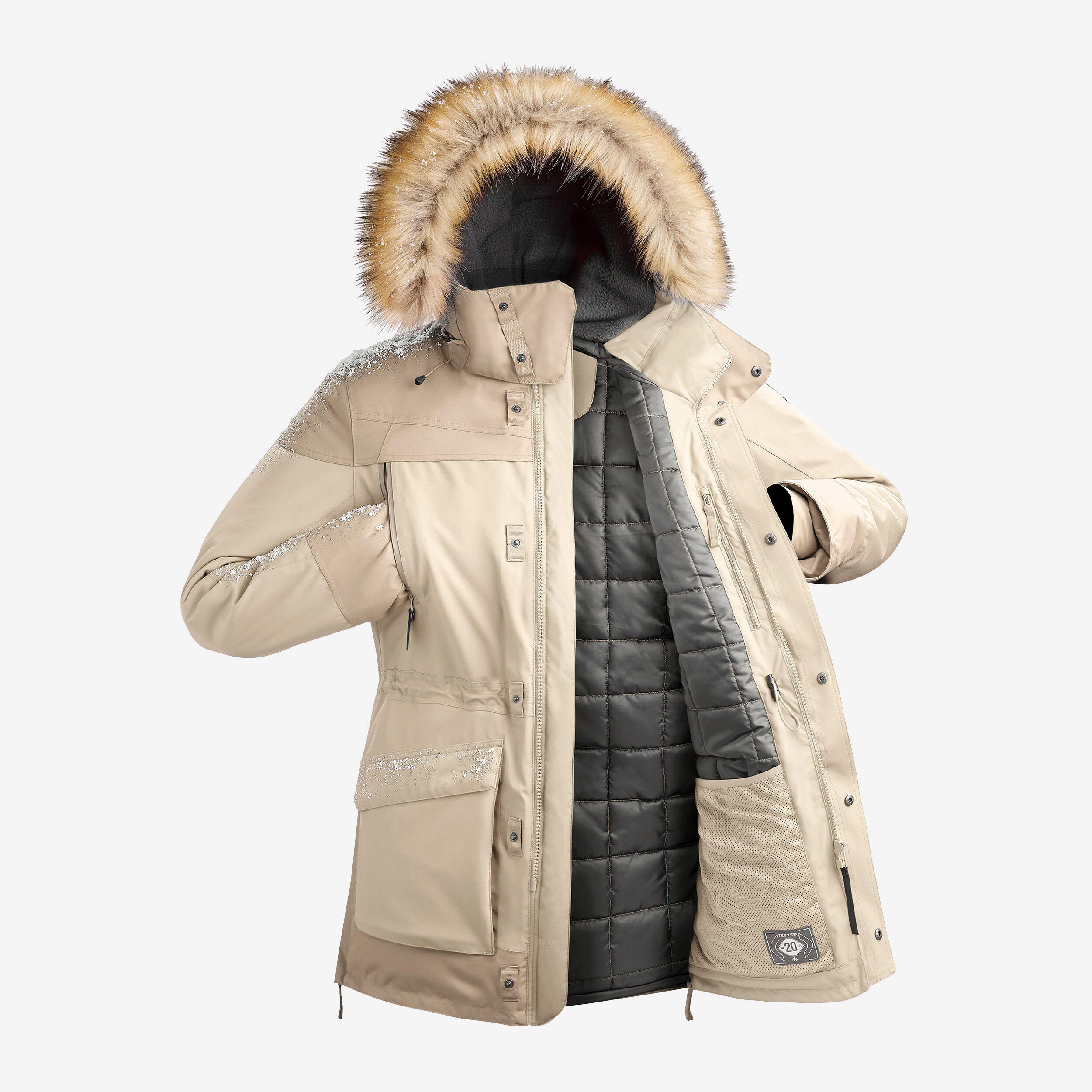 20°C Men's Waterproof Snow Hiking Parka Jacket - SH900 - Beige