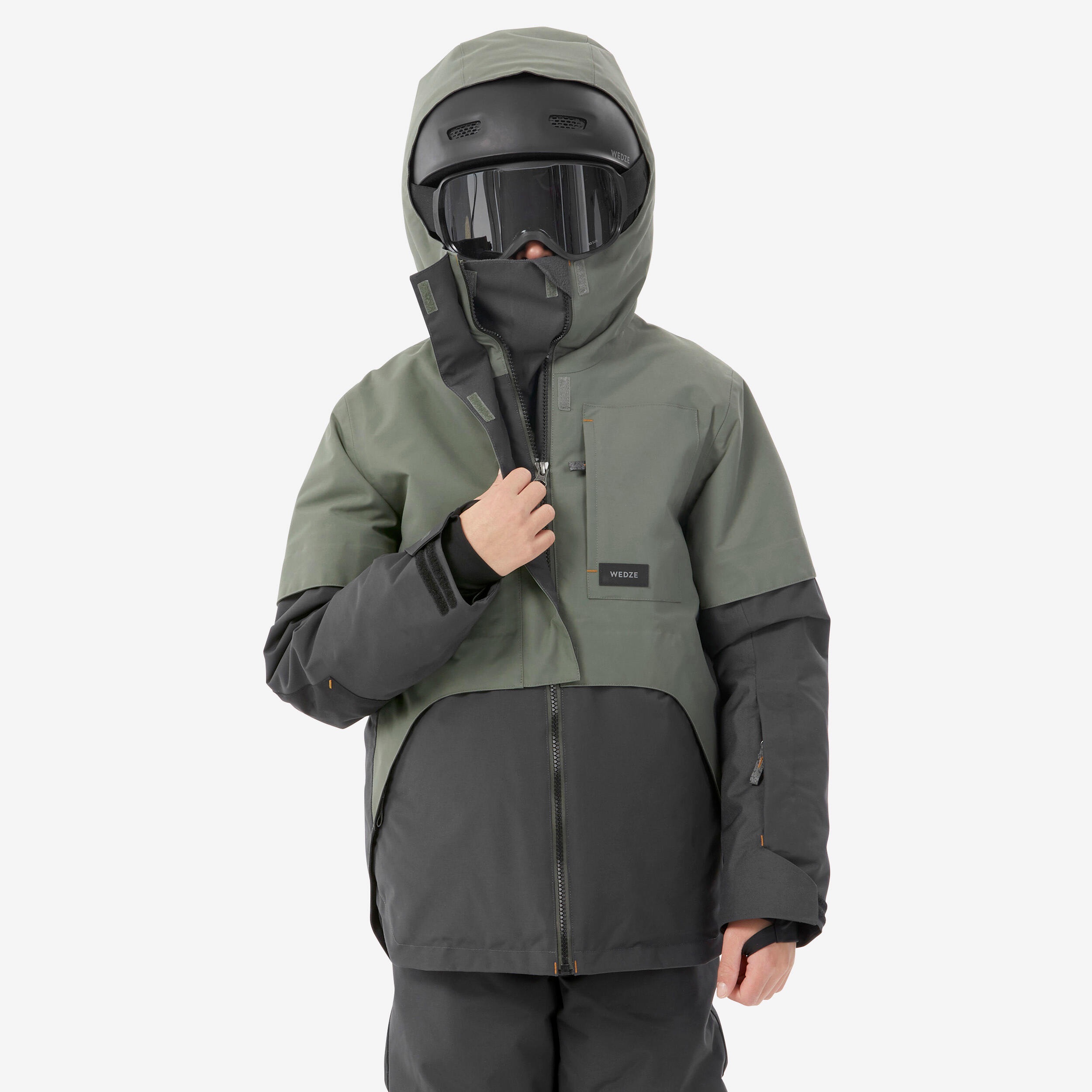 Kids’ Winter Jacket – Snowboarding 500 Khaki