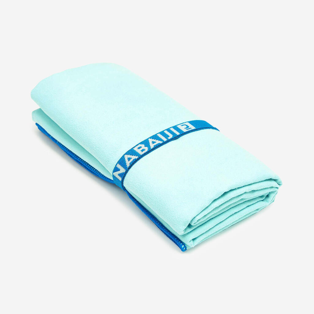 Serviette de bain microfibre bleu glacier taille l 80 x 130 cm
