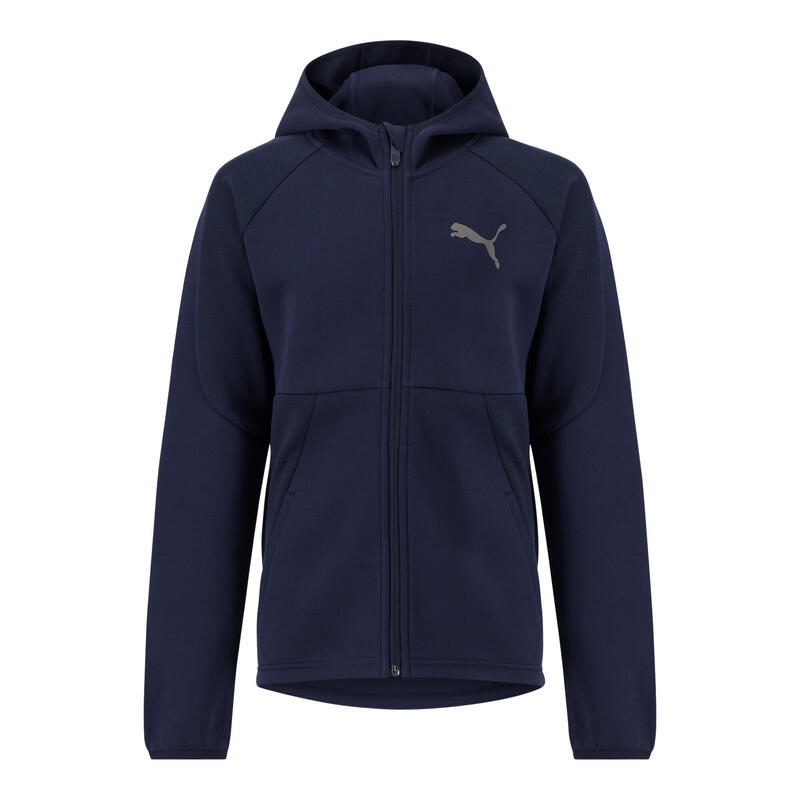 Felpa Puma bambino ginnastica con cappuccio e zip pesante blu