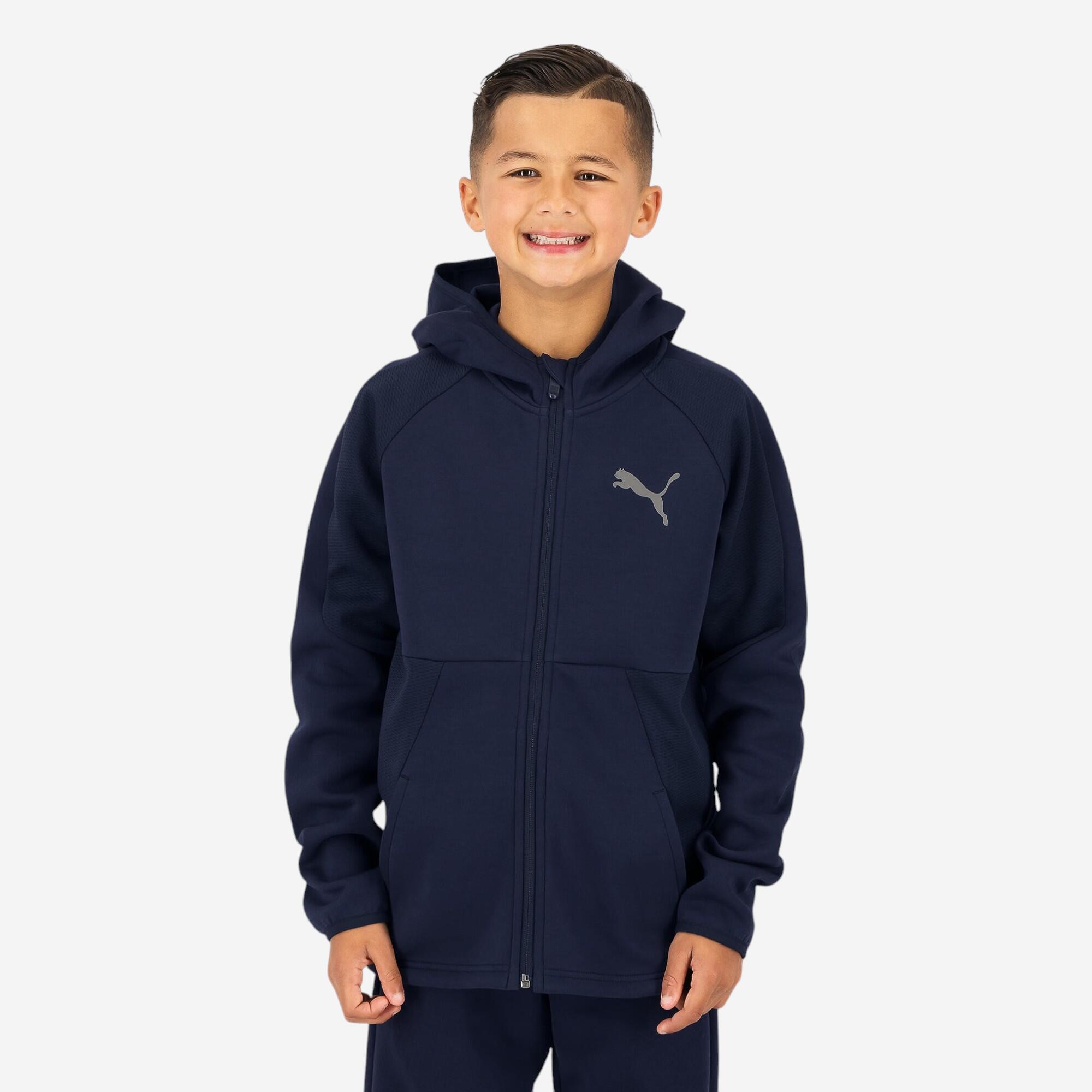 Detská mikina s kapucňou Puma modrá 116 cm