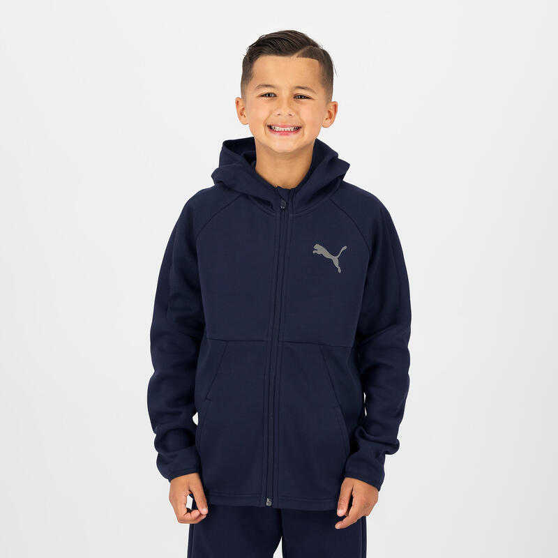 Hoodie met rits voor gym kinderen blauw