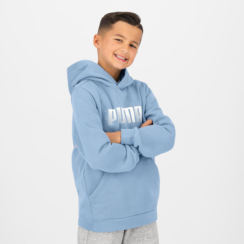 Hoodie voor gym kinderen hemelsblauw met opdruk