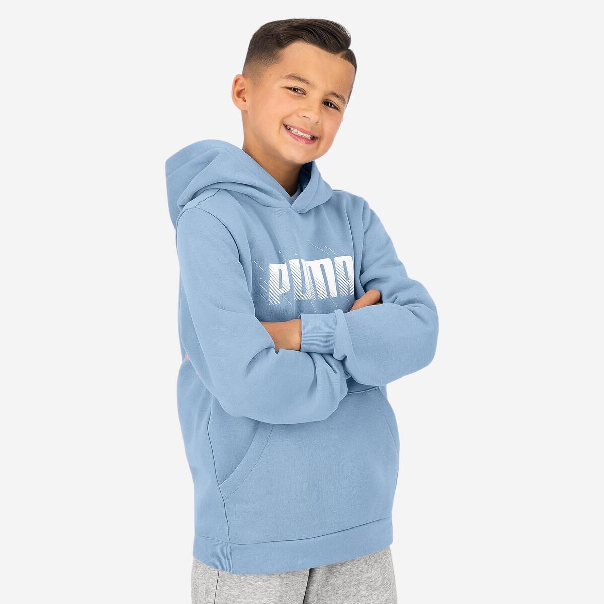 Sweat à capuche imprimé Puma enfant - bleu ciel
