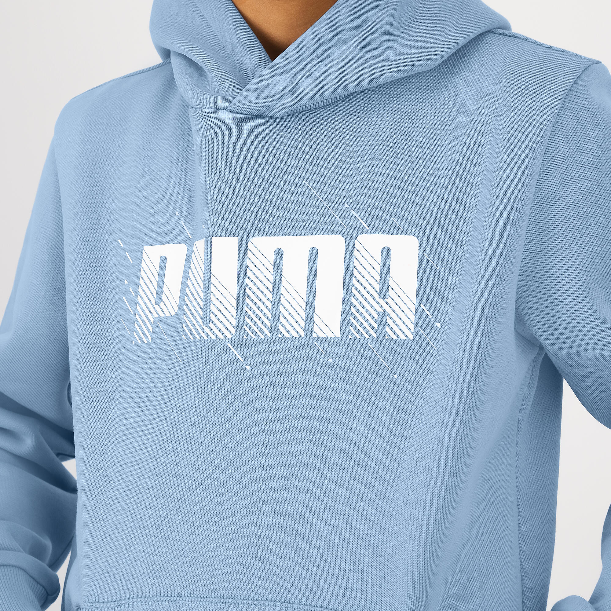Hoodie voor gym kinderen hemelsblauw met opdruk 4/6