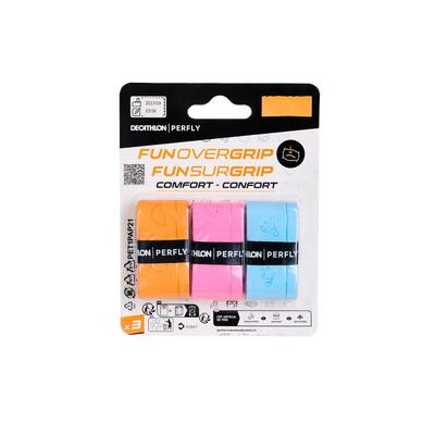 3 leuke overgrips badminton koper roze hemelsblauw