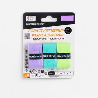 BADMINTON FUN OVERGRIP X 3 PURPLE MINT GREEN