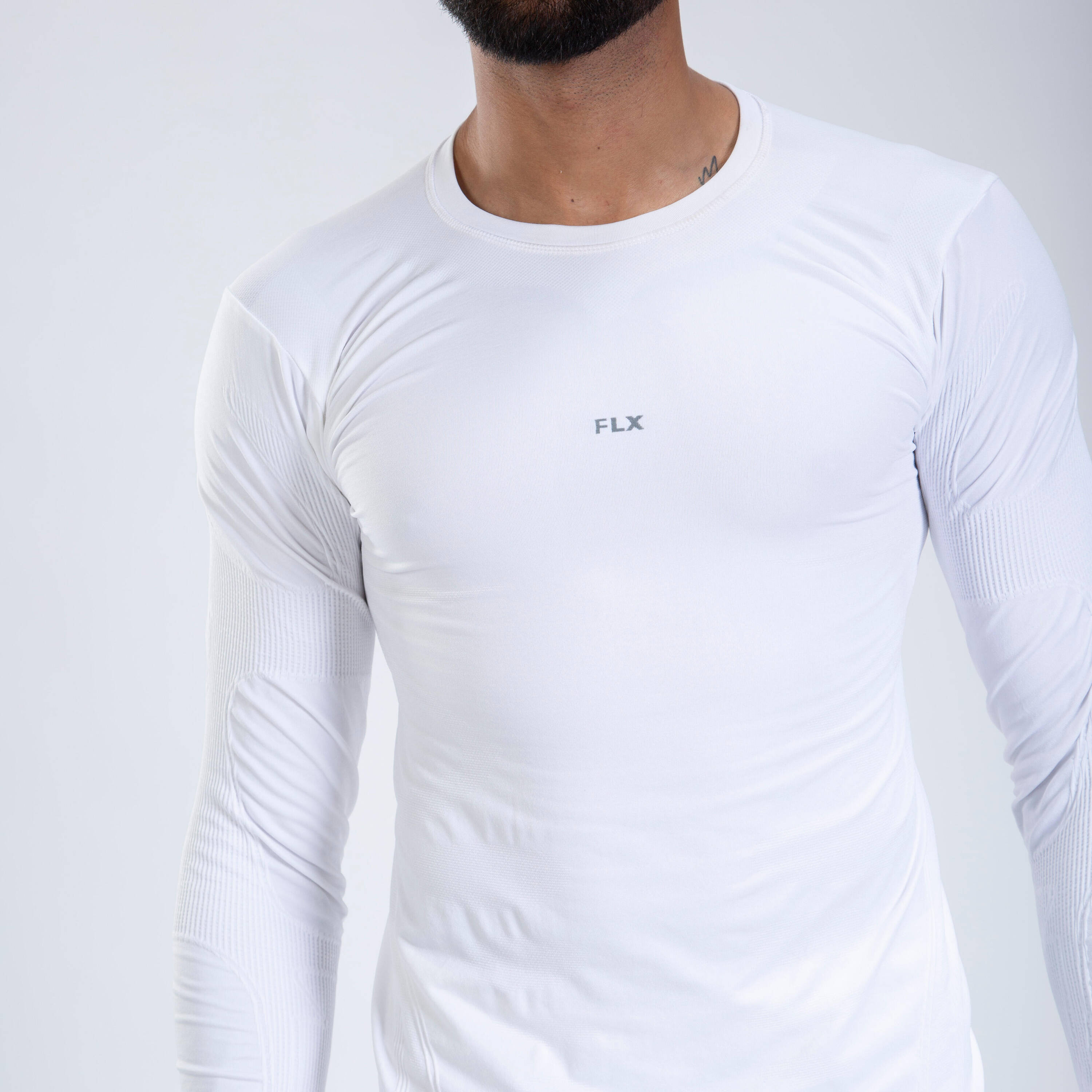 Adult Sun Protective Compression Top Full Sleeve White -  3