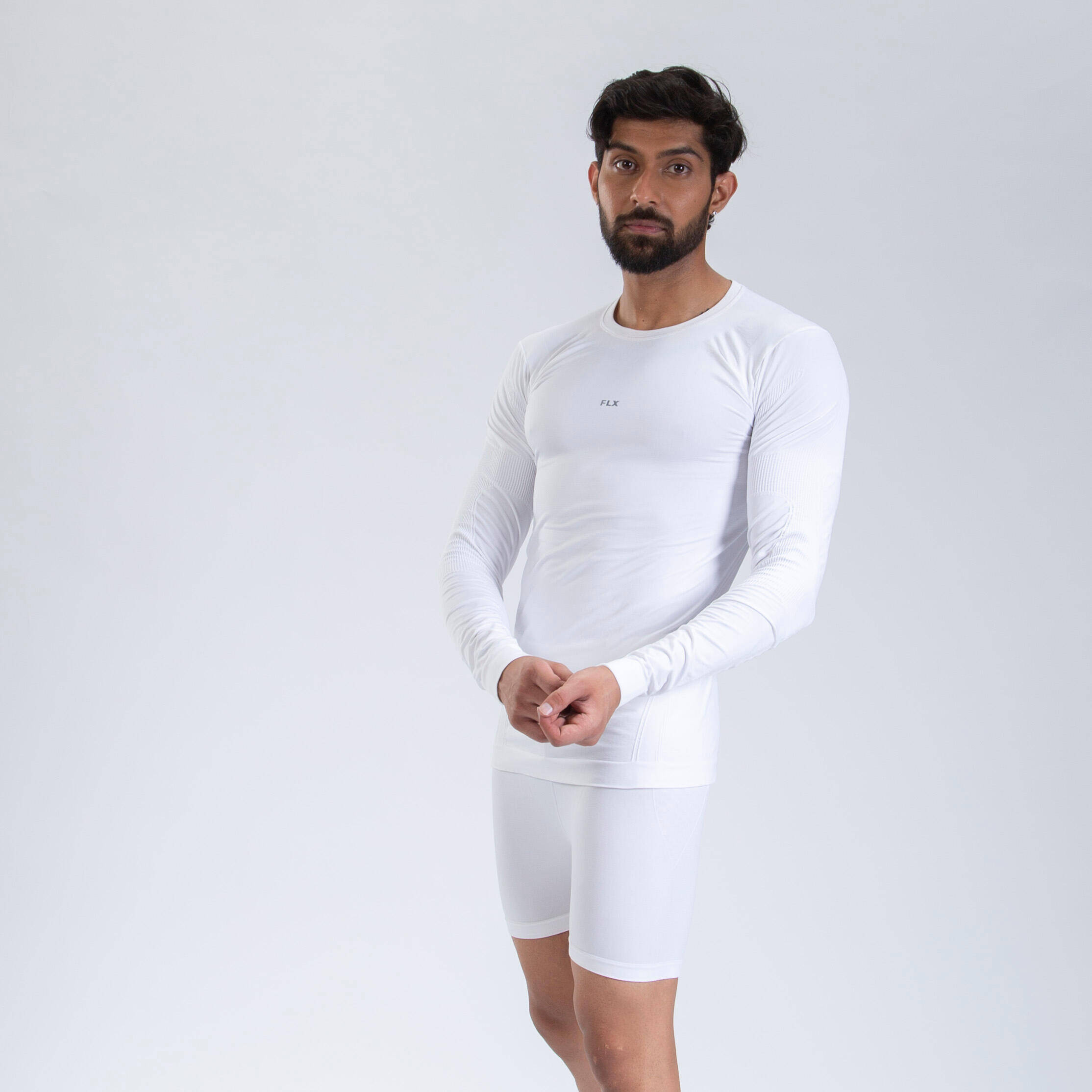 Adult Sun Protective Compression Top Full Sleeve White -  5