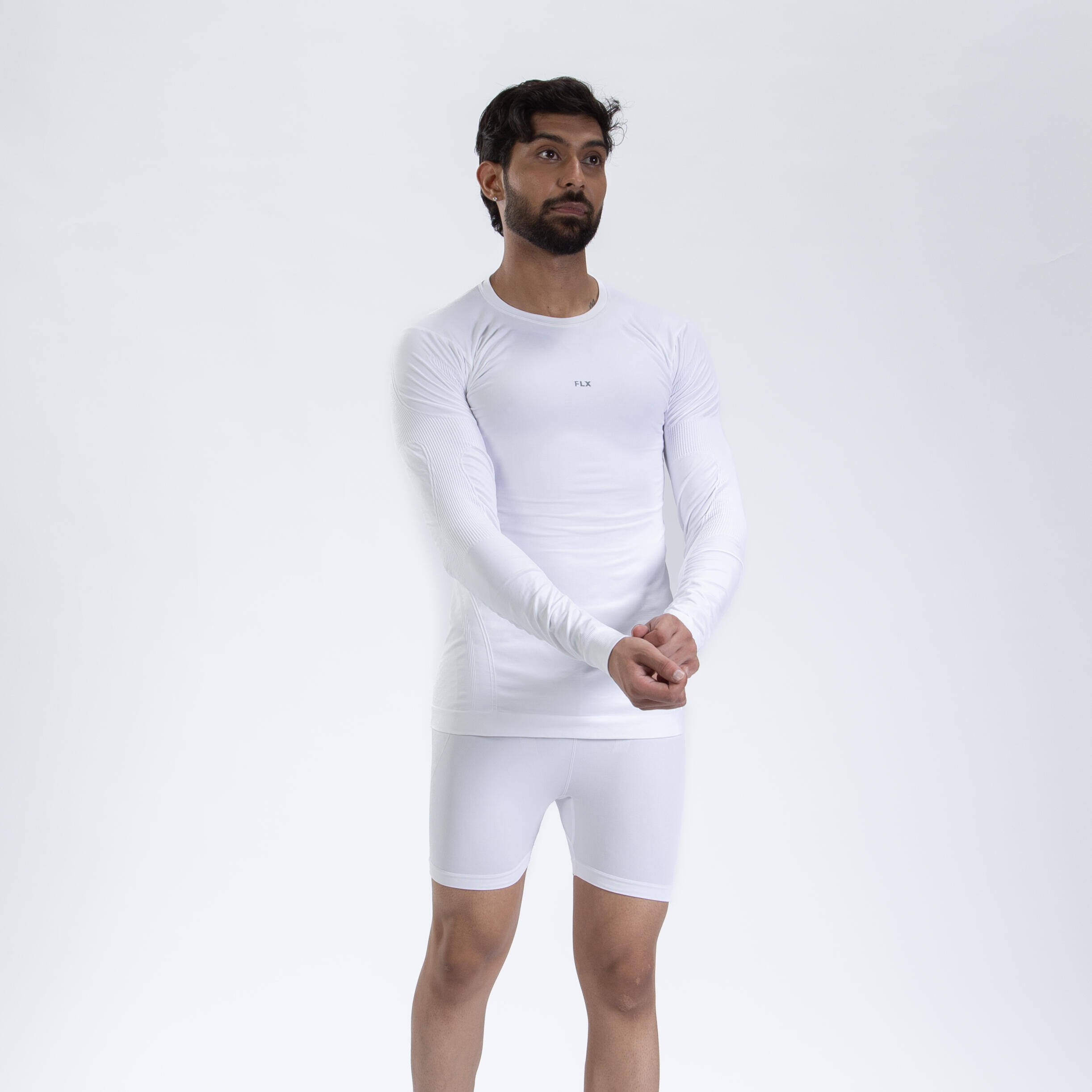 Adult Sun Protective Compression Top Full Sleeve White -  1