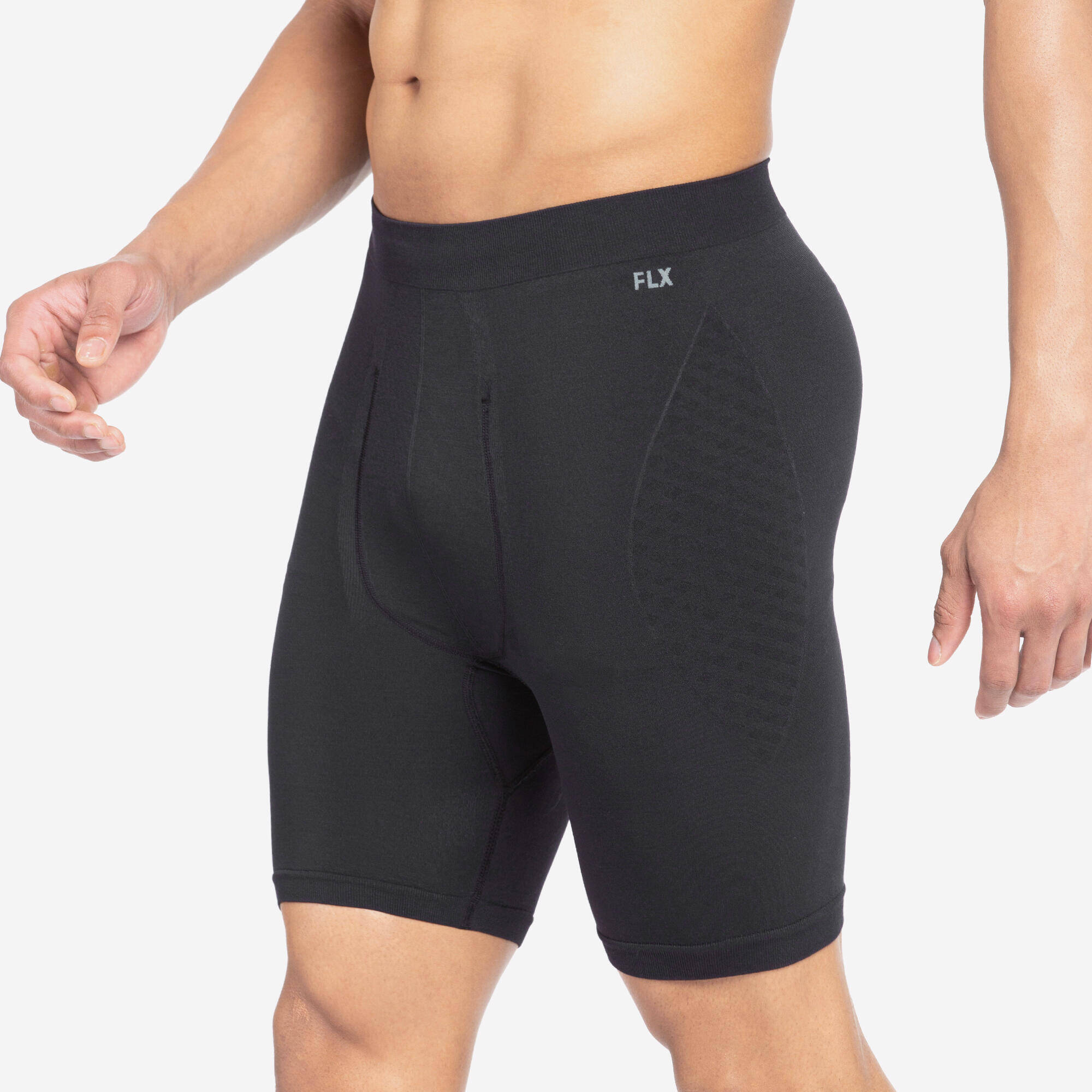 Adult Compression Shorts Groin Guard Compatible Black -  1