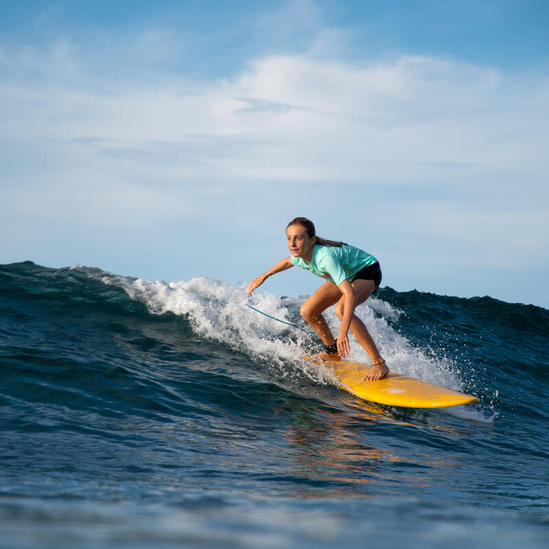 Maglia surf anti-UV bambino 100 SUNSET VIBES azzurra
