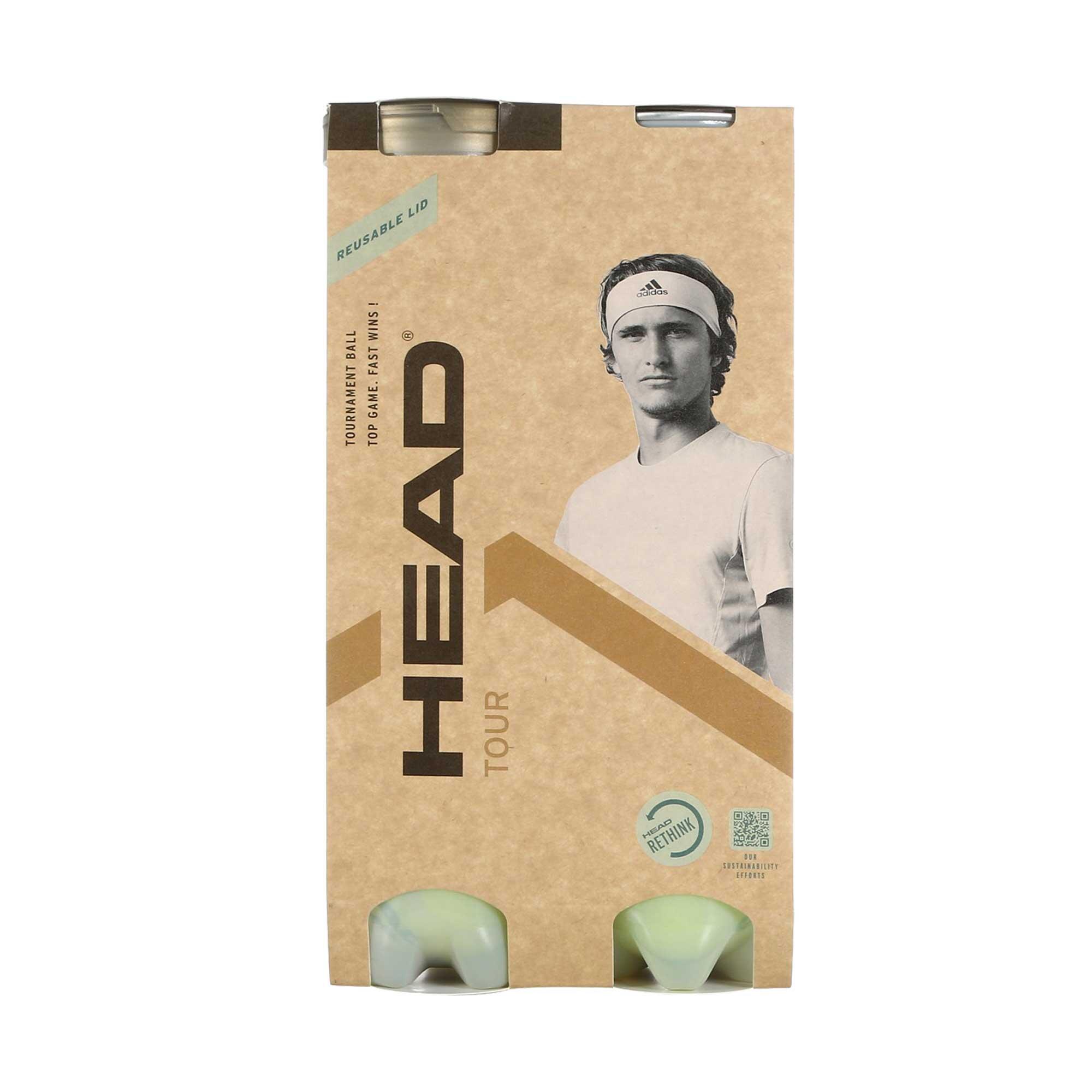 Palline tennis Head TOUR gialle 2 tubi x4 2/2