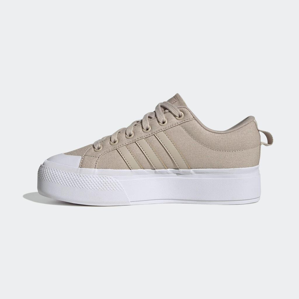 WOMEN'S ADIDAS BRAVADA PLATFORM WALKING TRAINERS - BEIGE