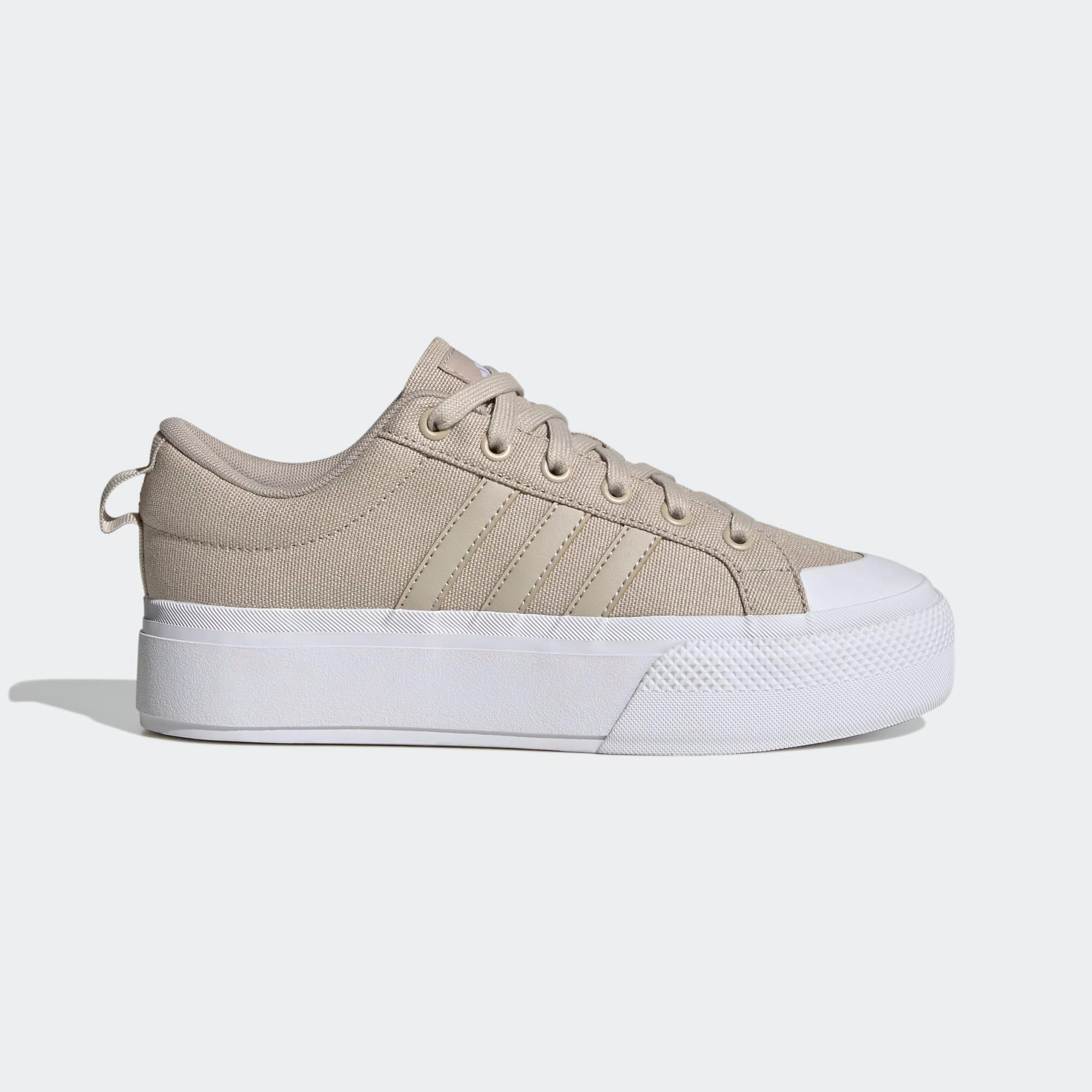 WOMEN'S ADIDAS BRAVADA PLATFORM WALKING TRAINERS - BEIGE 1/8