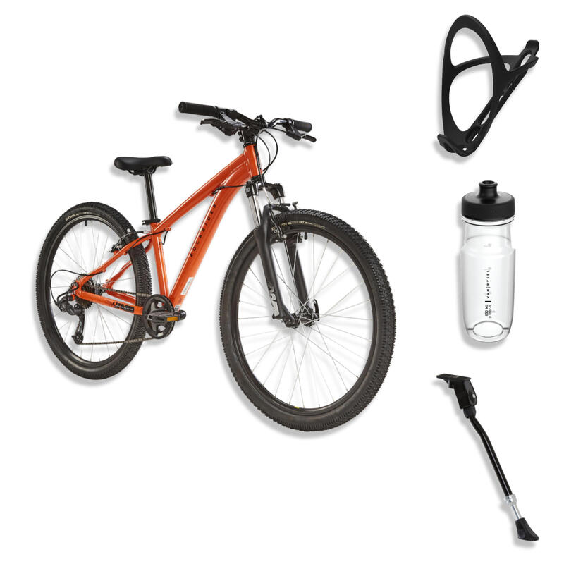 Pack Bicicleta montaña 26 pulgadas aluminio Rockrider ST 500 naranja 9-12 años