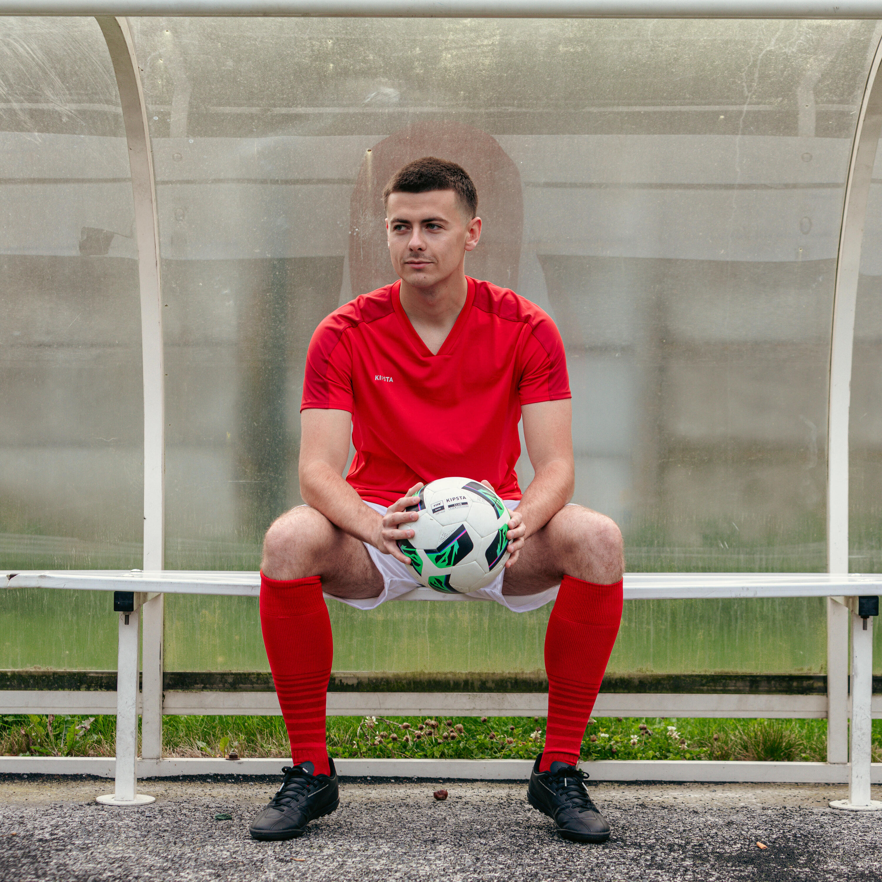 Fussbaltrikot Essentiel Kurzarm Erwachsene Rot 9/9