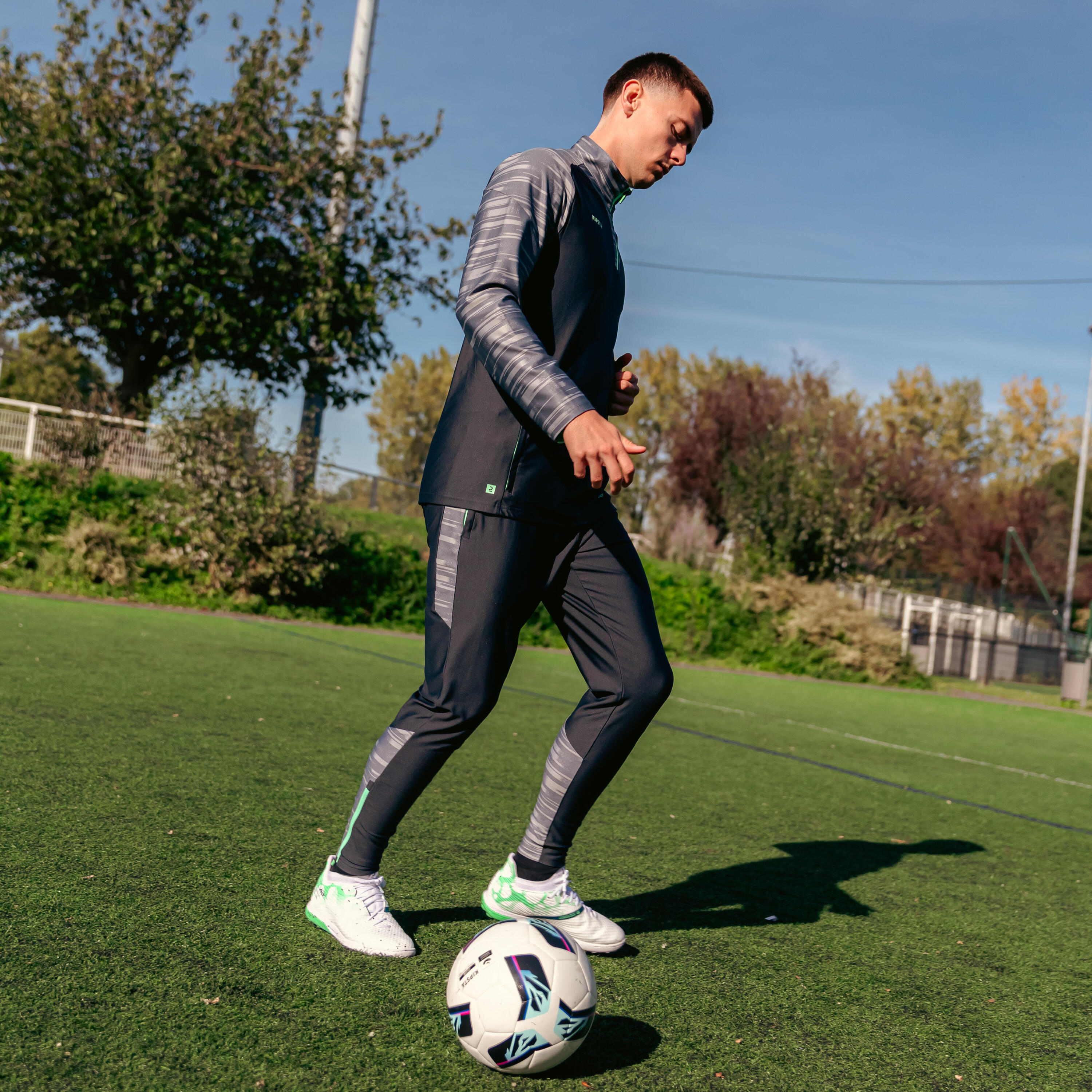 Felpa calcio uomo VIRALTO PXL grigio-verde 10/12