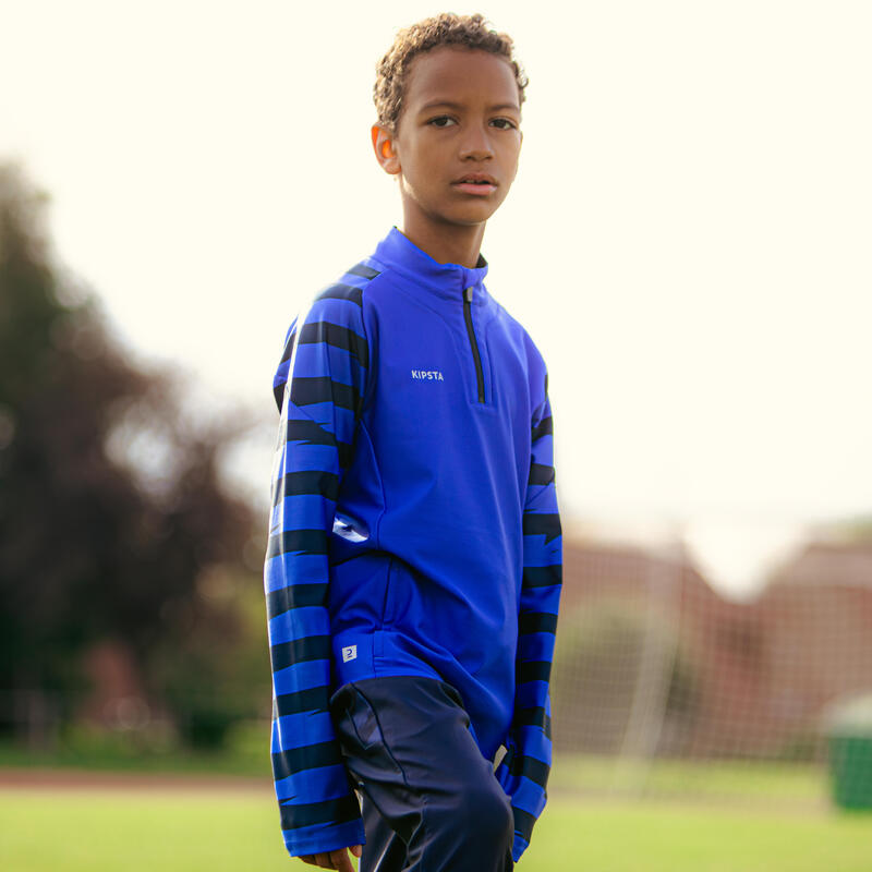 Sweat de football 1/2 zip VIRALTO KIDS bleu et marine