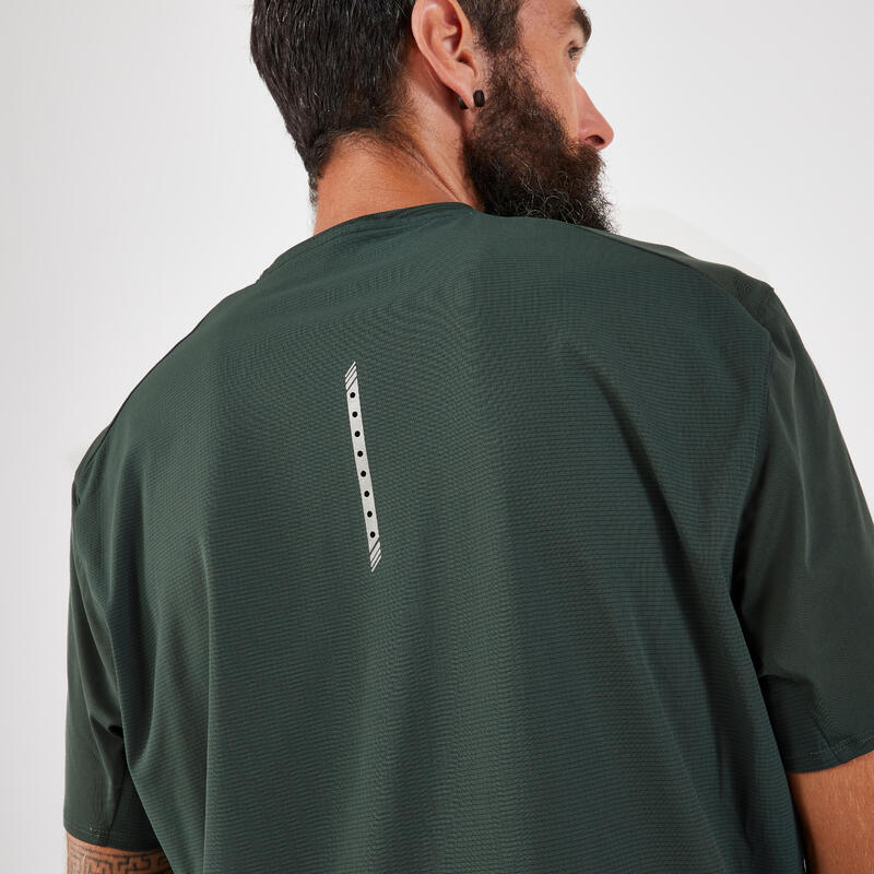 T-shirt de Corrida Longa Distância Homem Run 900 Ultra Verde Escuro Acinzentado