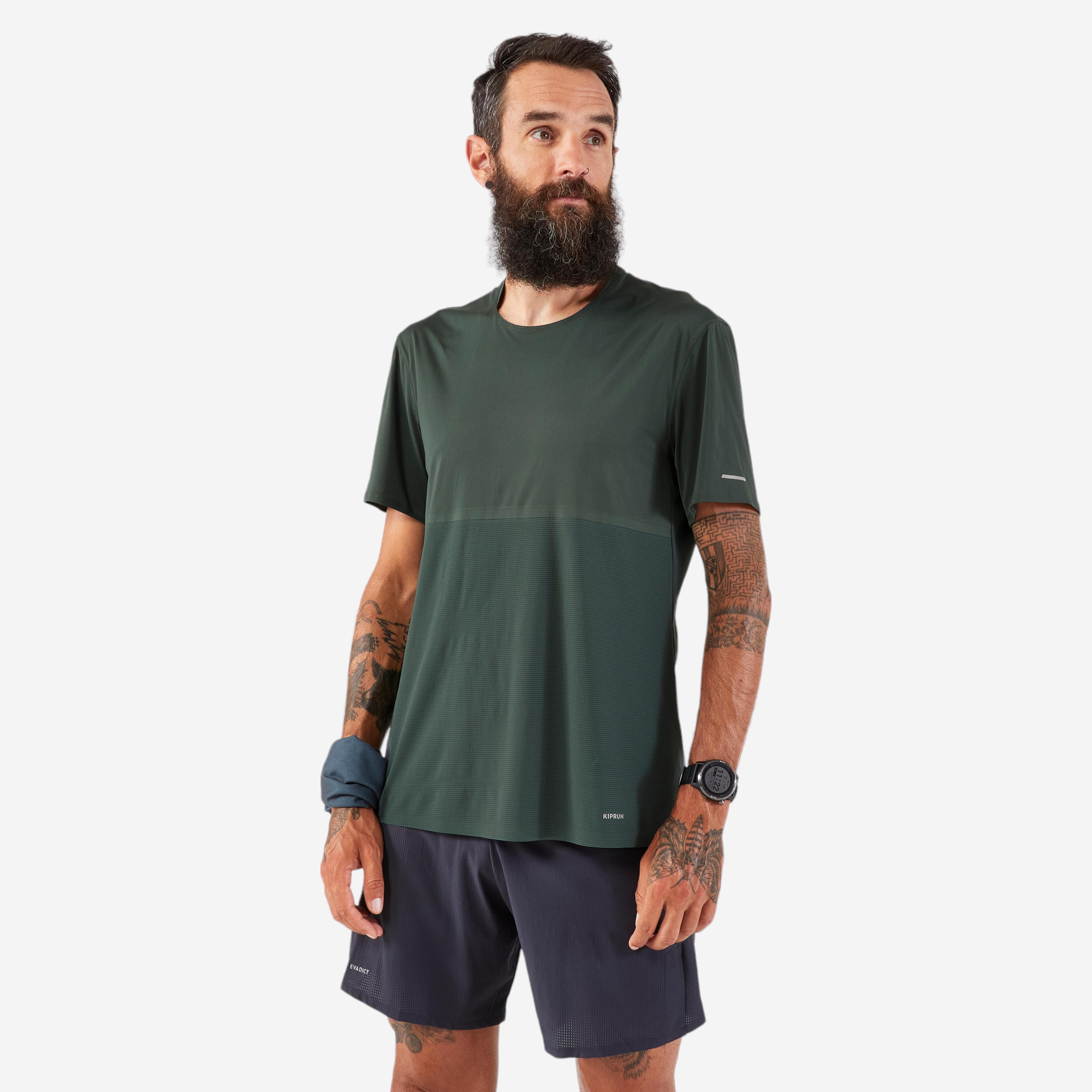 Men's long-distance running T-shirt - KIPRUN Run 900 Ultra Dark green grey