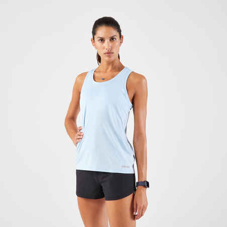 Camiseta sin mangas Running transpirable mujer - Kiprun Run 100 azul claro 