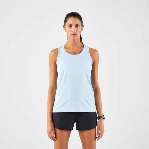 Women's Running Breathable Tank Top - Kiprun Run 100 Sky Blue