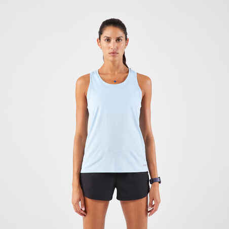 Camiseta esqueleto de running Run 100 transpirable para Mujer azul claro