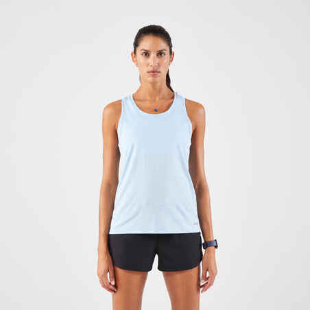 Playera de running transpirable sin mangas azul claro para mujer Kiprun Run 100