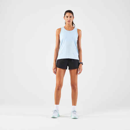 Moteriški orui laidūs bėgimo marškinėliai be rankovių „Kiprun Run 100“, mėlyni