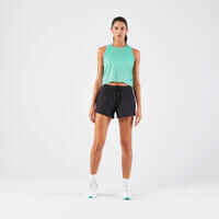 Women's Running Breathable Short Tank Top - KIPRUN Run 500 Green