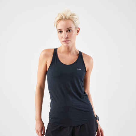 KIPRUN Run 500 women's running tank top with built-in bra - black