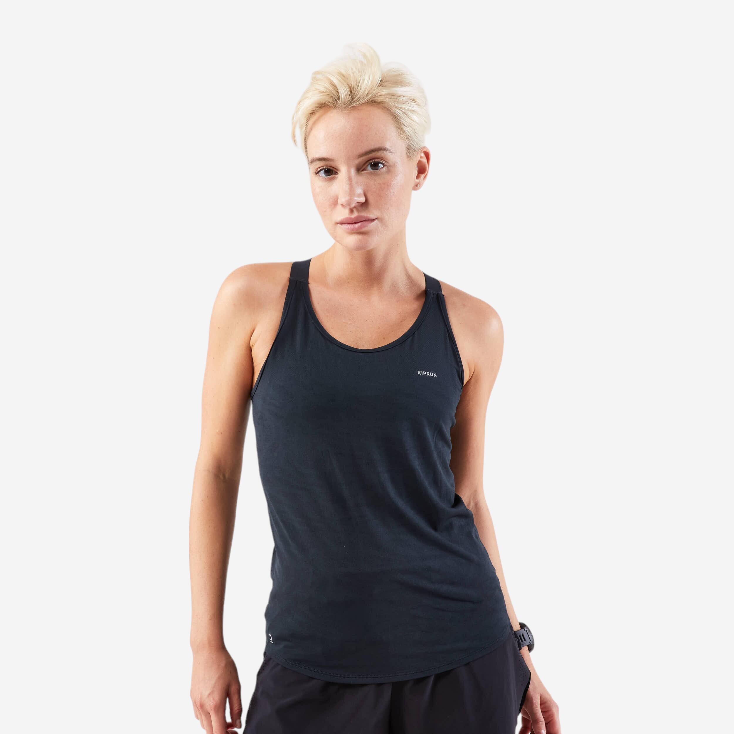 Kiprun - Débardeur Running Avec Brassière Intégrée Femme - Kiprun Run 500 Confort Noir - Débardeur - Running Trail Athletisme - Gris-noir - 48 Xl -