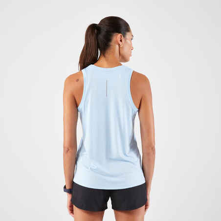 Moteriški orui laidūs bėgimo marškinėliai be rankovių „Kiprun Run 100“, mėlyni