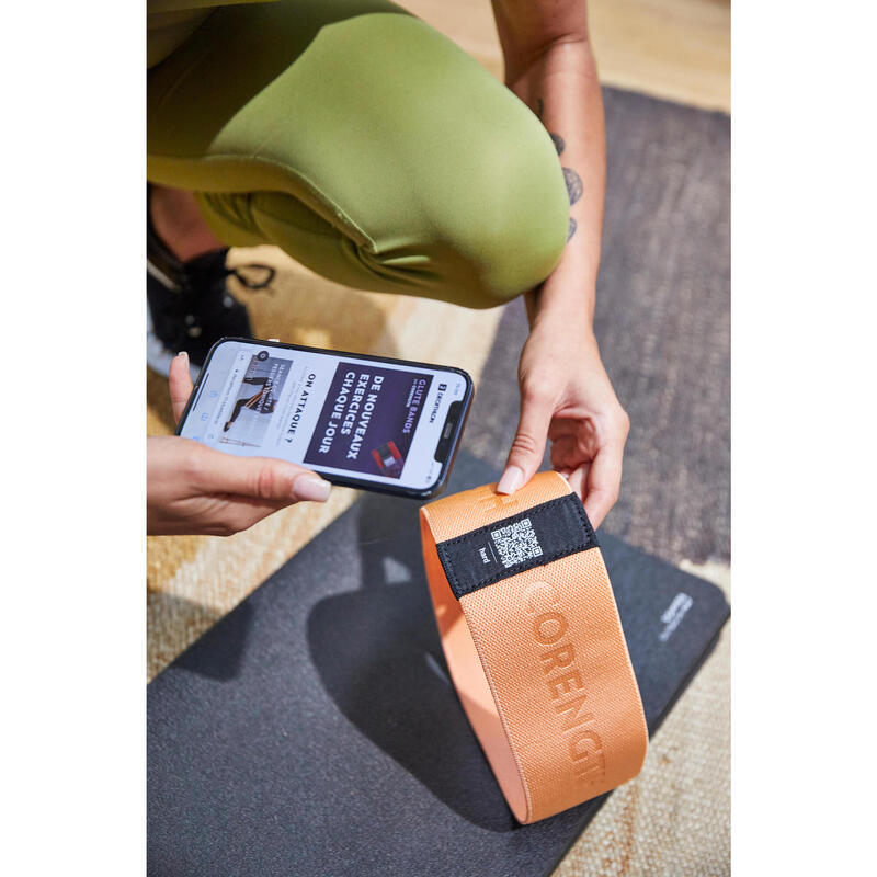 Élastique textile pour fessier de fitness résistance hard, orange