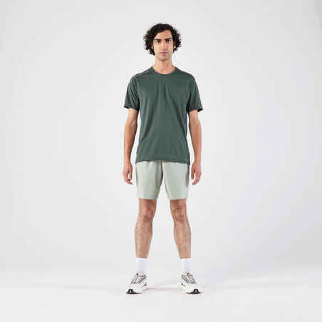 Camiseta Running Transpirable hombre - Dry+ Verde Oscuro 